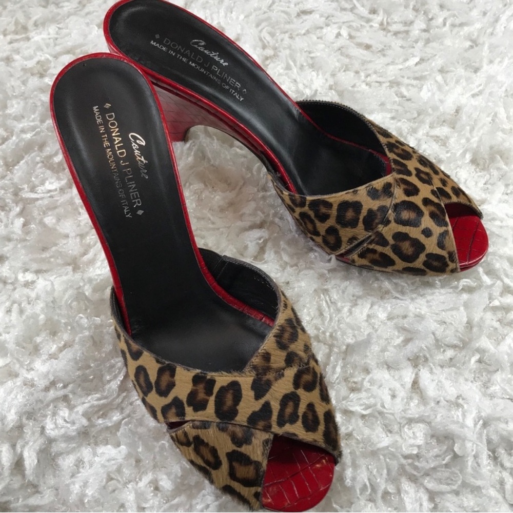 Donald J. Pliner Couture Vintage All Leather Leopard pin up heels - Picture 6 of 15